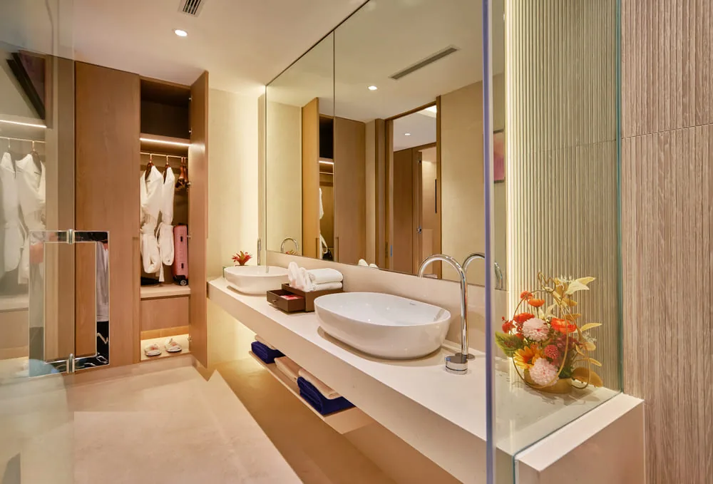 Bathroom with twin vanity, Type A show unit
