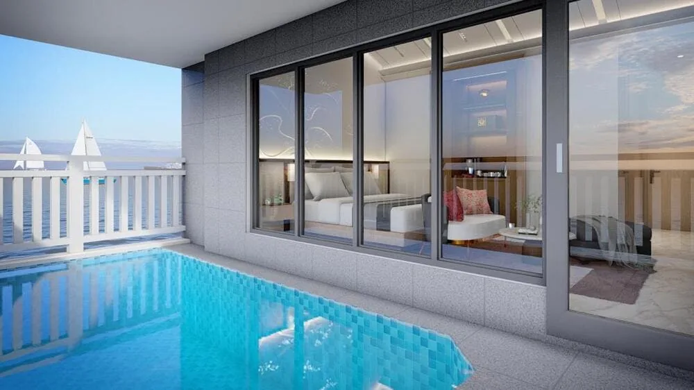 Private plunge pool of a Type A show unit villa at Lexis Hibiscus 2